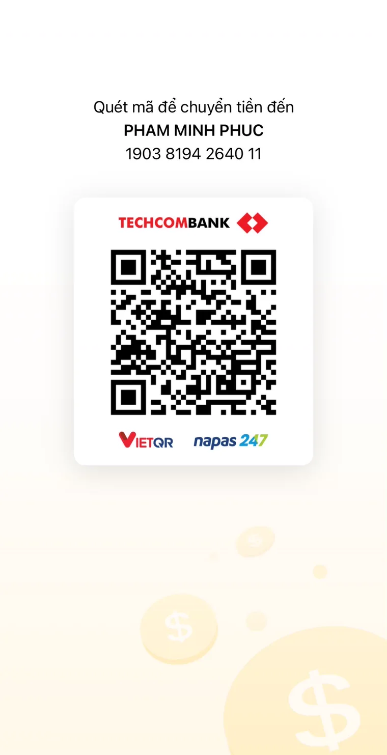 Mã QR Techcombank ủng hộ Phạm Minh Phúc